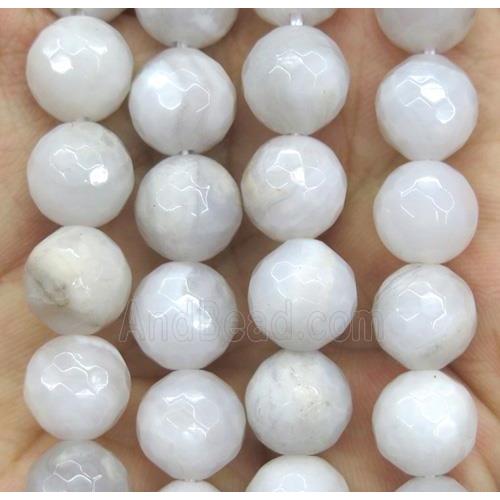 white Chinese Crazy Lace Agate beads, faceted round