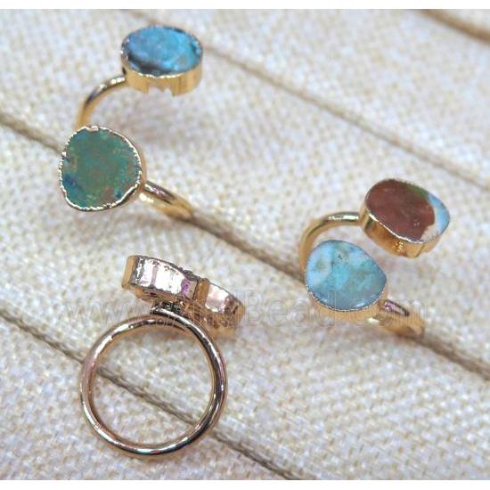 Turquoise Ring, copper, gold plated