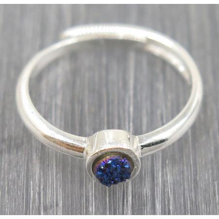 blue druzy quartz copper ring