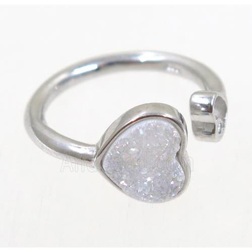 druzy agate ring, copper, platinum plated