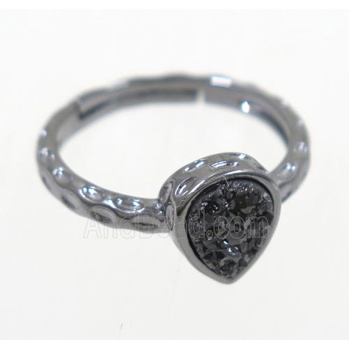 druzy agate ring, copper, black
