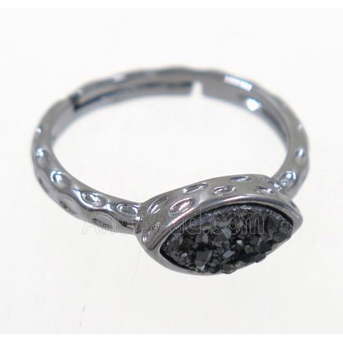druzy agate ring, copper, black
