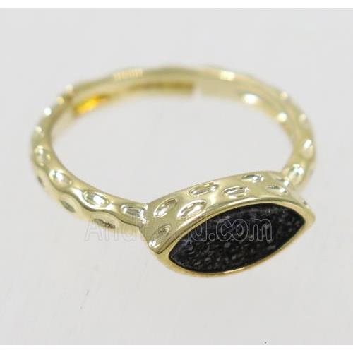 druzy agate ring, copper, gold plated