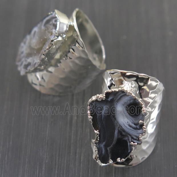 Druzy Agate geode copper ring, platinum plated