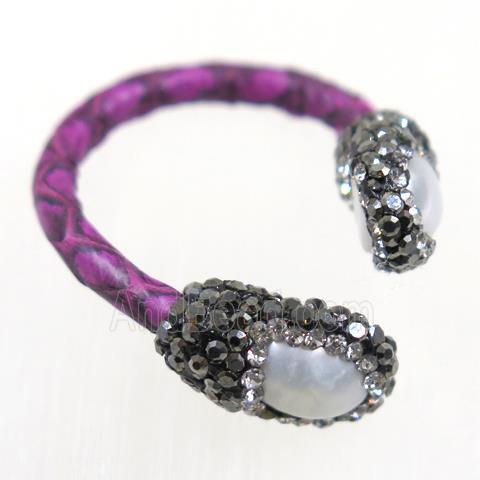 freshwater Pearl Ring paved rhinestone, purple