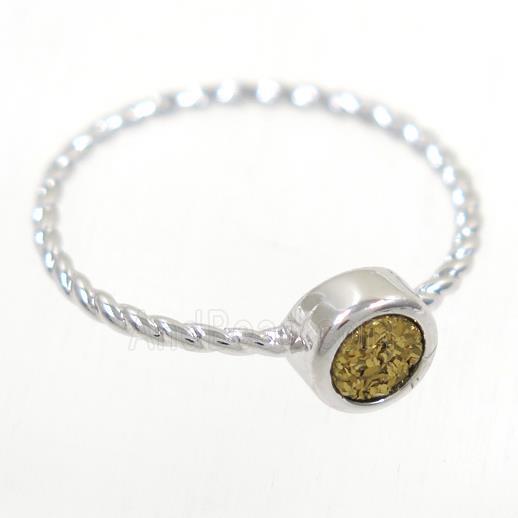 golden Druzy agate rring, copper, silver plated