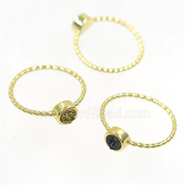 mix color Druzy agate rring, copper, gold plated