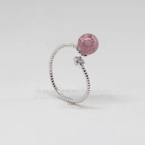 Sterling Silver Ring with Strawberry Quartz