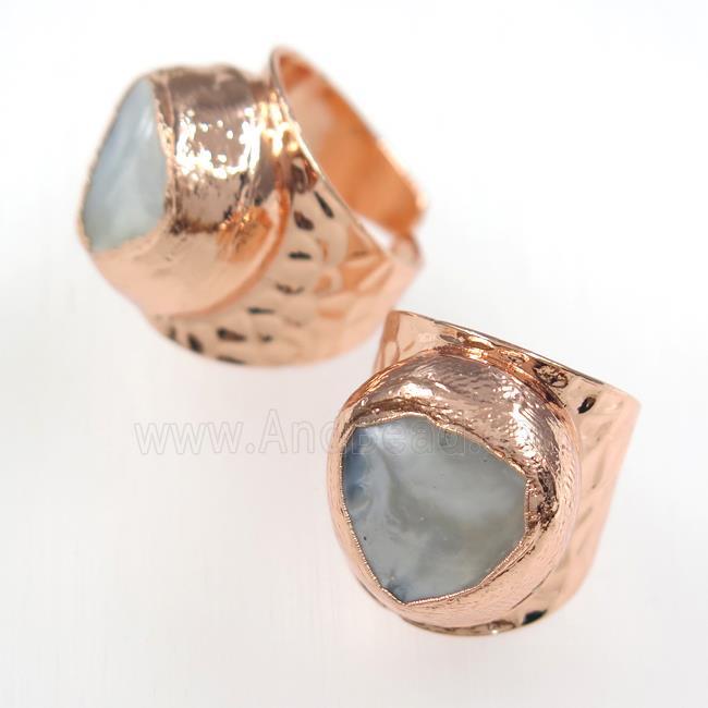pearl shell ring, copper, rose gold