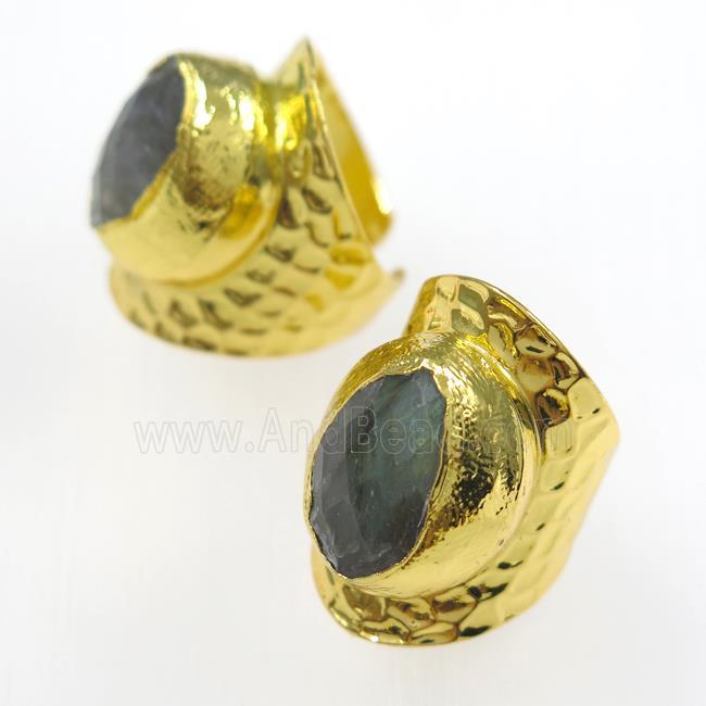 Labradorite Ring, copper, gold plated