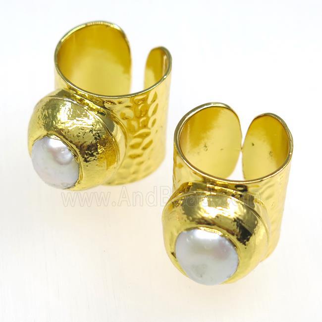 pearl Ring, copper, gold plated