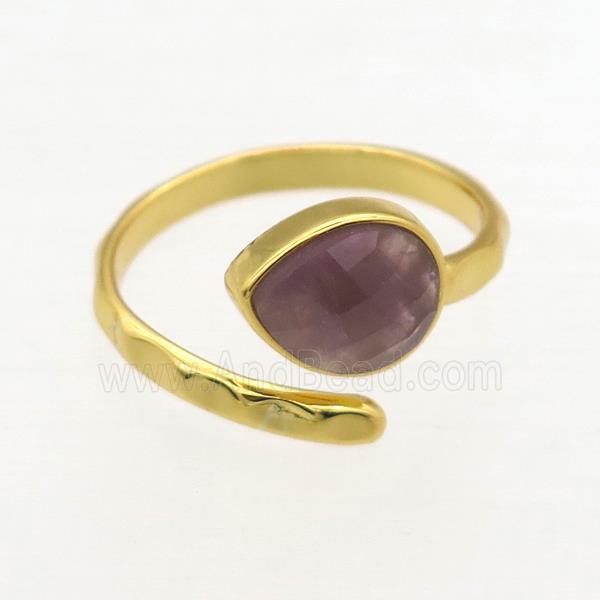 gemstone ring, copper, gold plated