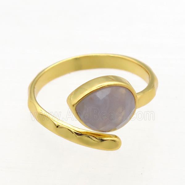 Blue Lace Agate Rings, copper, gold plated