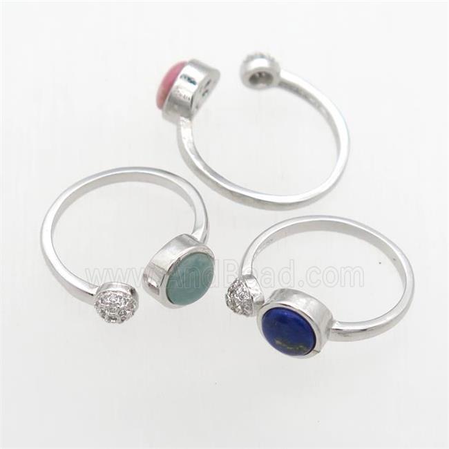 mixed gemstone Rings, copper, platinum plated