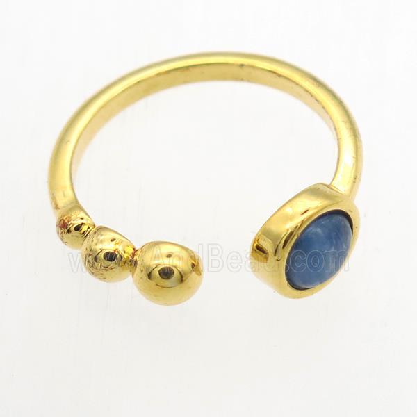 blue Kyanite Rings, copper, gold plated