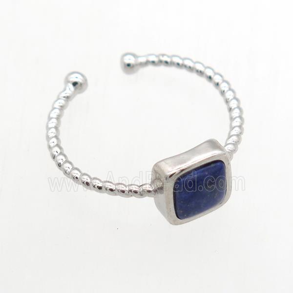 blue Lapis Lazuli Rings, copper, platinum plated