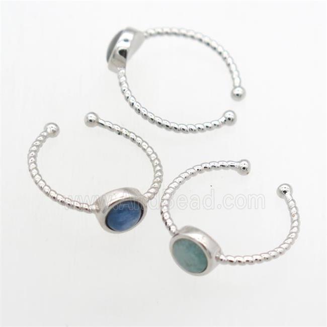 mix gemstone Rings, copper, platinum plated