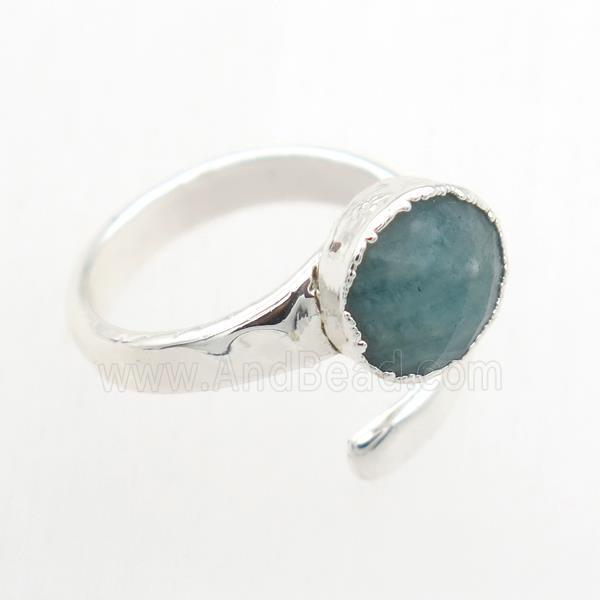 green Amazonite Rings, copper, platinum plated