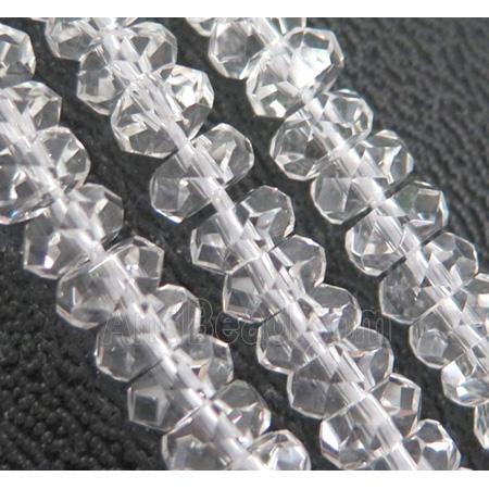 clear quartz beads, faceted rondelle