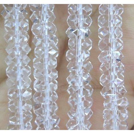 clear quartz beads, faceted rondelle