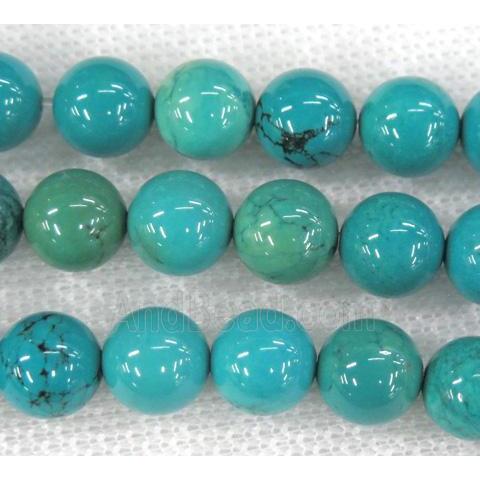 round turquoise beads, blue treated
