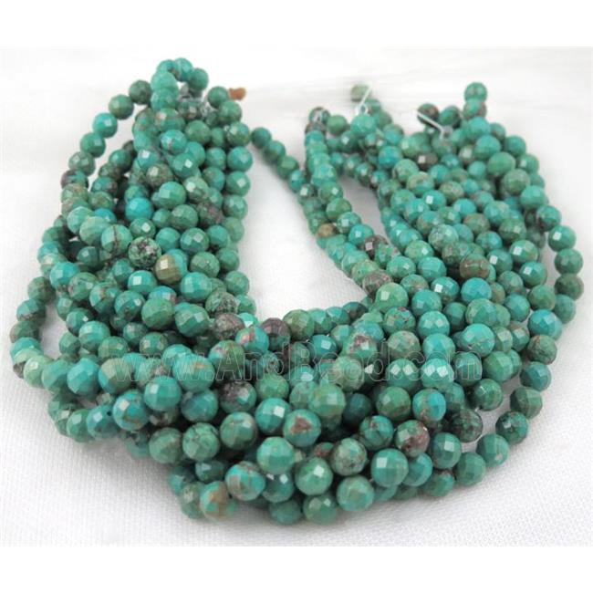 turquoise beads, faceted round, blue and green treated