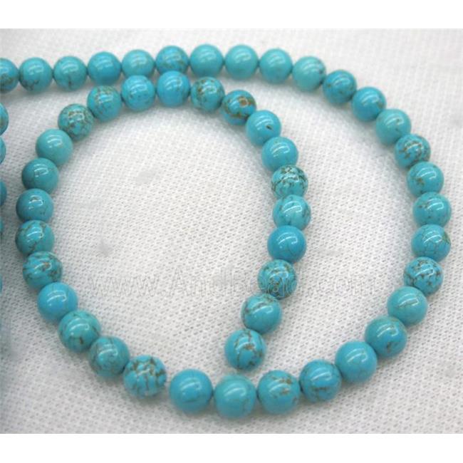 Chinese Hubei Turquoise Beads, round, blue