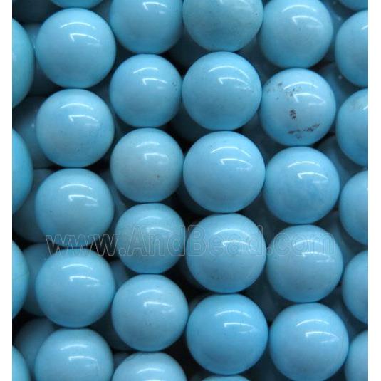 Natural Chinese Hubei Turquoise Beads, round, blue