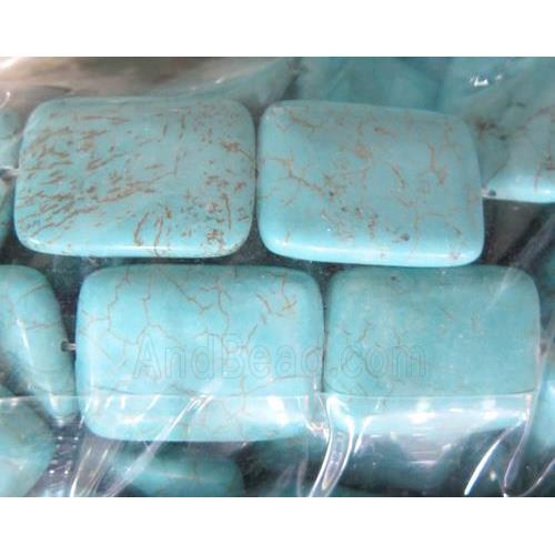 blue turquoise bead, rectangle