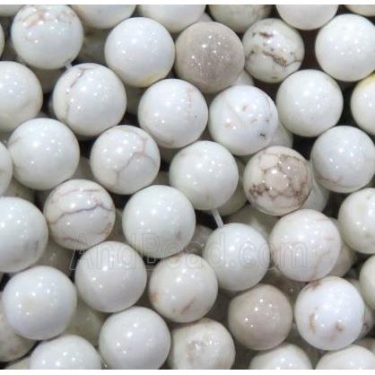 white Assembled Turquoise beads, round