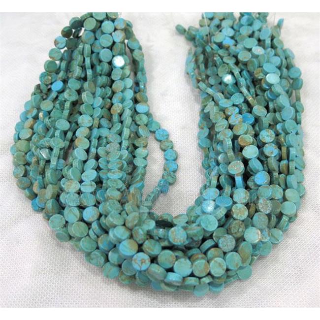 green Turquoise beads, flate round