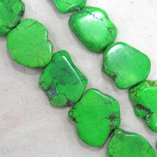 green turquoise slice beads, freeform