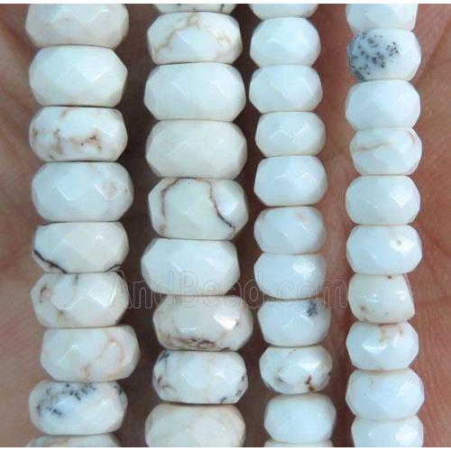 white Magnesite Turquoise beads, faceted rondelle