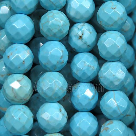 faceted round blue Turquoise beads