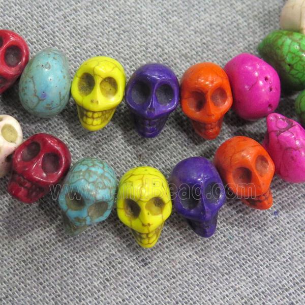 synthetic Turquoise skull beads, mix color