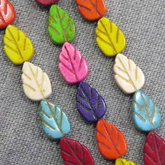 synthetic Turquoise leaf beads, mix color