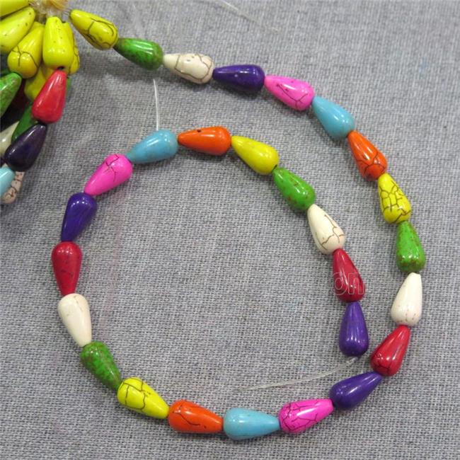 synthetic Turquoise teardrop beads, mix color