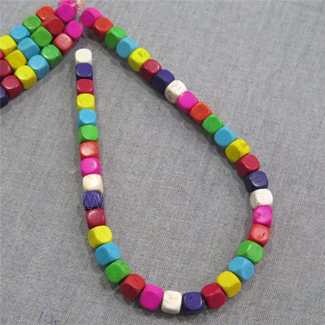 synthetic Turquoise cube beads, mix color