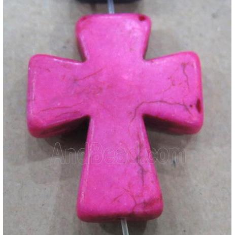 hotpink turquoise bead, cross, synthetic