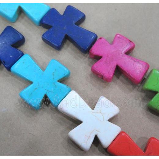 synthetic Turquoise cross beads, mix color