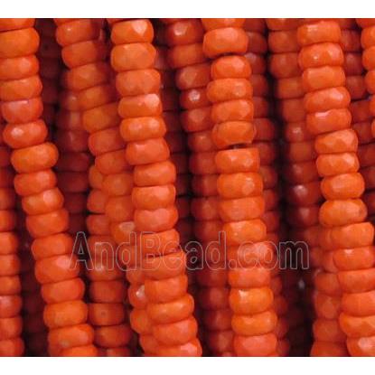 orange synthetic Turquoise beads, faceted rondelle