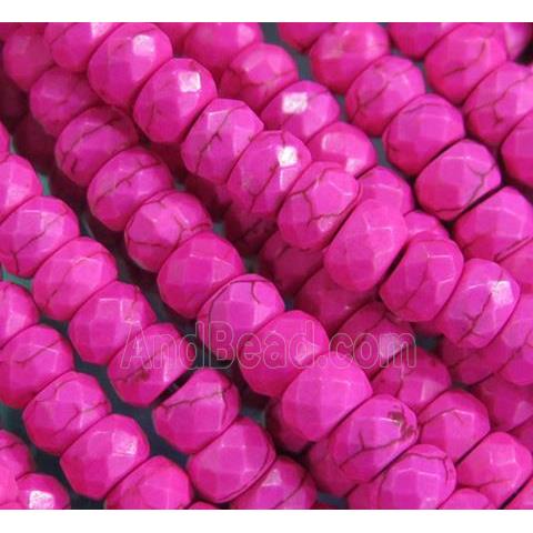 hotpink synthetic Turquoise beads, faceted rondelle