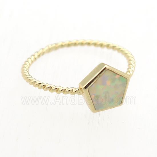 Fire Opal Rings, copper, gold plated