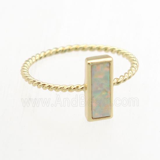 rectangle Fire Opal Rings, copper, gold plated