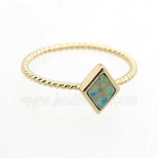 Fire Opal Rings, copper, gold plated