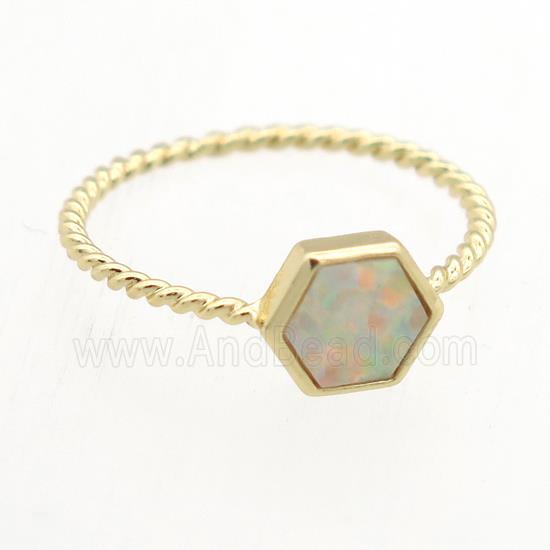 Fire Opal Rings, copper, gold plated