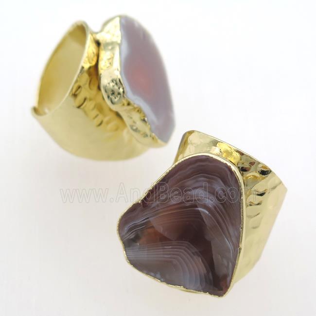 Botswana Agate Rings, gold plated