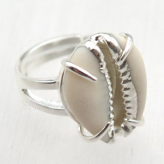Conch shell Ring, copper, silver plated