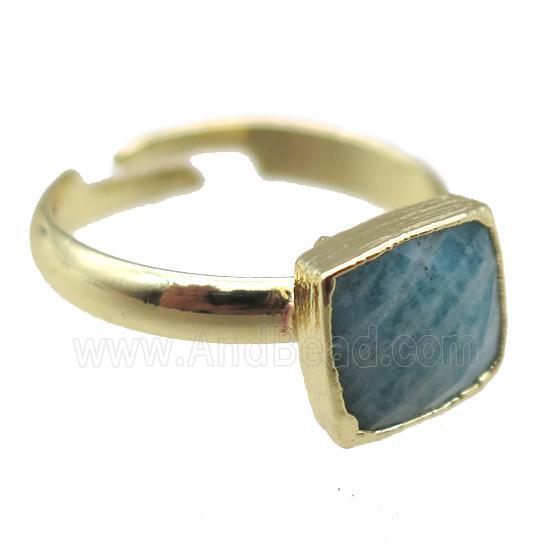 Amazonite Rings, square, gold plated