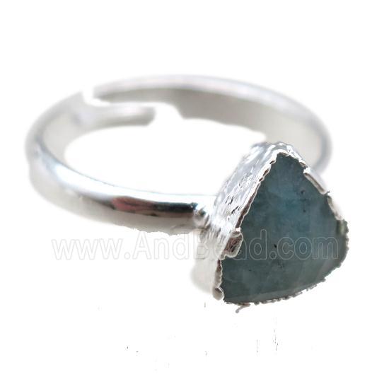 Amazonite Rings, triangle, silver plated